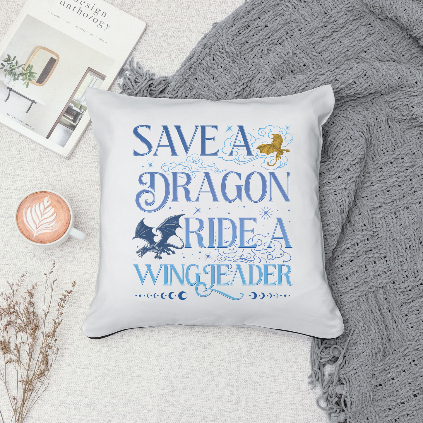 Fourth Wing “Save a dragon” pillow